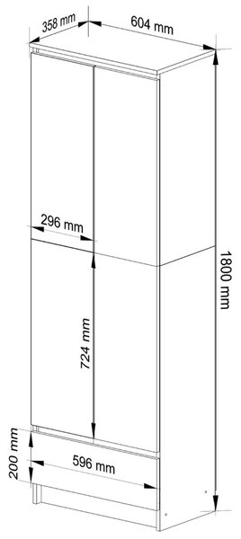 Dvoudveřová skříň se šuplíkem 60 cm VALESTRA - olše