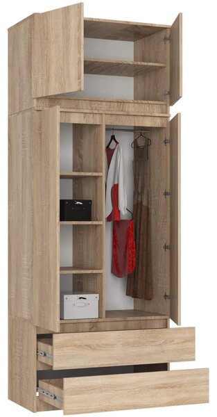 Šatní skříň s nástavcem 90 cm LOTA - dub sonoma