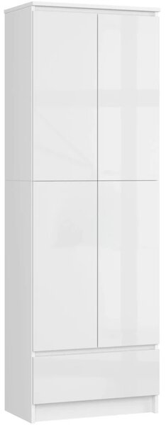 Dvoudveřová skříň se šuplíkem 60 cm VALESTRA - bílá / bílá lesklá