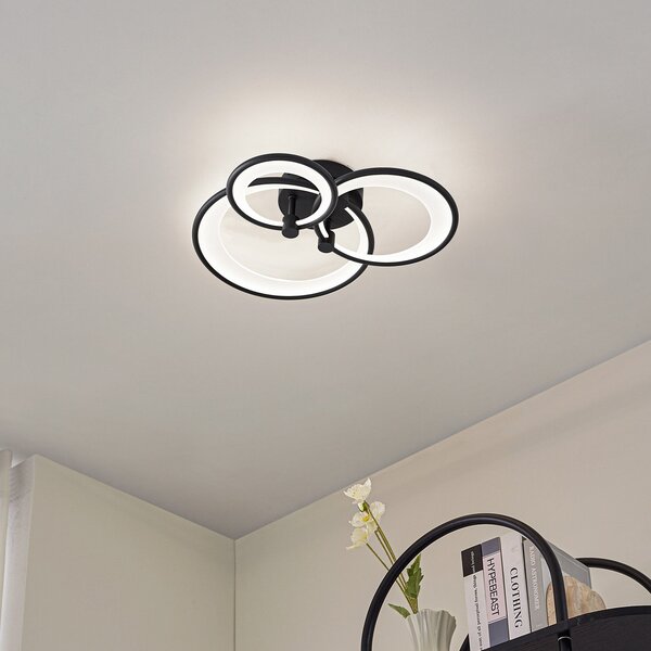 Stropní Lampa Lindby, Sorma, stmívatelné, Černá, Obývací pokoj, Kov, Moderní