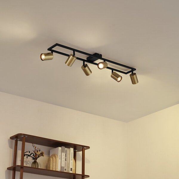 Stropní Lampa Lindby, Bravius, stmívatelné, Zlatá / mosazná, Obývací pokoj, Kov, Moderní