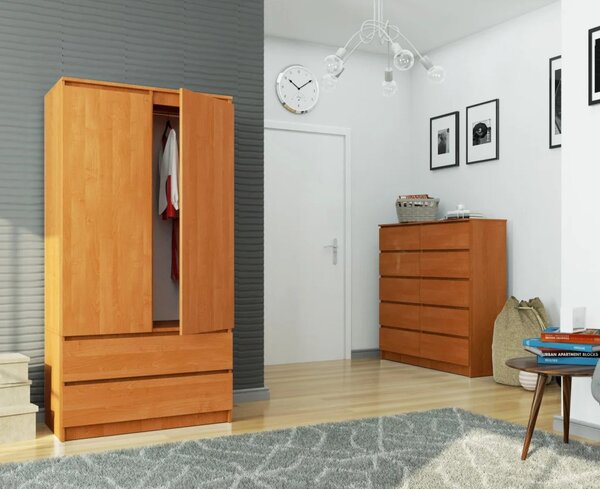 Šatní skříň se šuplíky 90 cm LOTA - olše