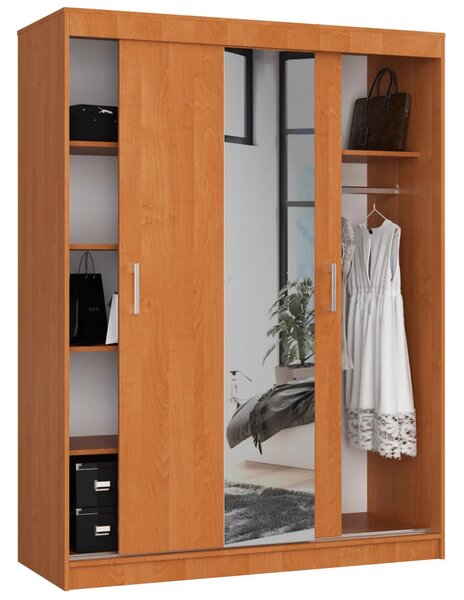 Prostorná šatní skříň 150 cm VALESTRA se zrcadly - olše
