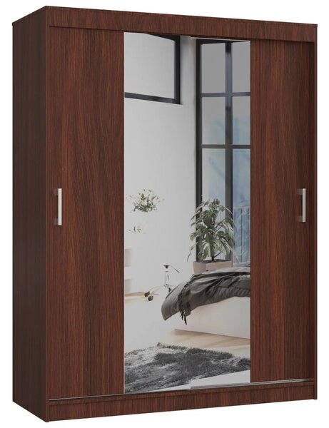 Prostorná šatní skříň 150 cm VALESTRA se zrcadly - wenge