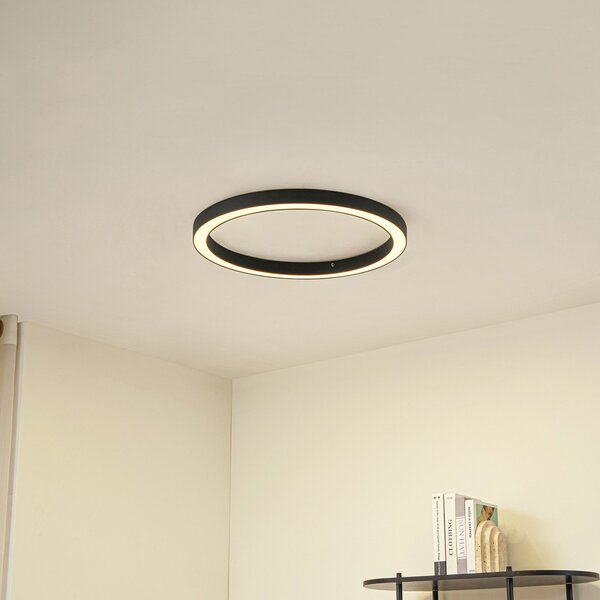 Stropní Lampa Lucande, Neor, stmívatelné, Černá, Chodba, Kov, Moderní