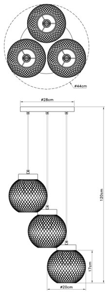 Globo 15663-3H - Lustr na lanku PABLO 3xE27/60W/230V