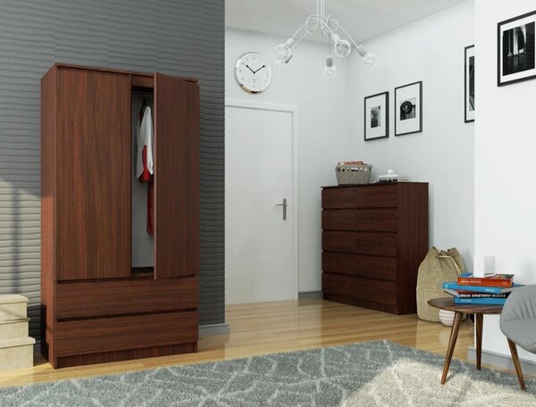 Šatní skříň se šuplíky 90 cm LOTA - wenge