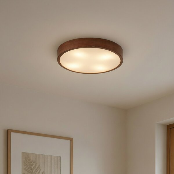 Stropní Lampa Lindby, Tanju, stmívatelné, Dřevo, Obývací pokoj, Dřevo