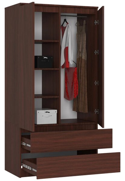 Šatní skříň se šuplíky 90 cm LOTA - wenge