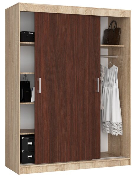 Prostorná šatní skříň 150 cm VALESTRA - dub sonoma / wenge