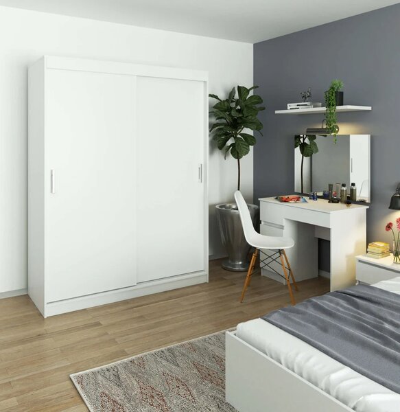 Prostorná šatní skříň 150 cm VALESTRA - bílá