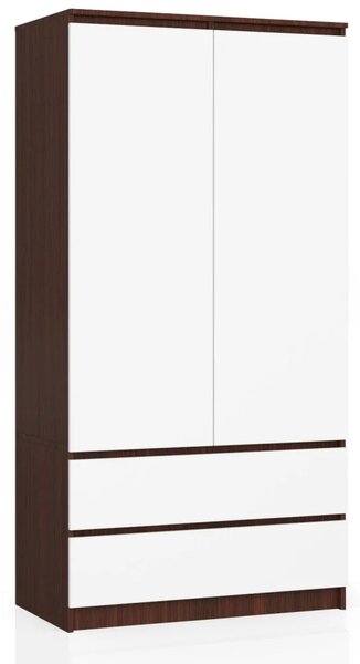 Šatní skříň se šuplíky 90 cm LOTA - wenge / bílá