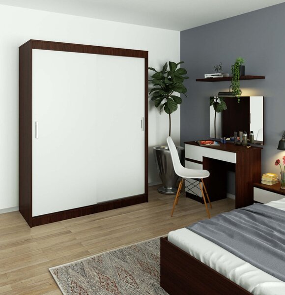 Prostorná šatní skříň 150 cm VALESTRA - wenge / bílá