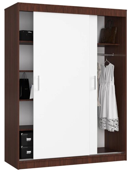 Prostorná šatní skříň 150 cm VALESTRA - wenge / bílá