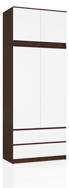 Šatní skříň s nástavcem 90 cm LOTA - wenge / bílá
