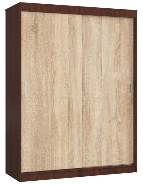 Prostorná šatní skříň 150 cm VALESTRA - wenge / dub sonoma