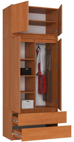 Šatní skříň s nástavcem 90 cm LOTA - olše