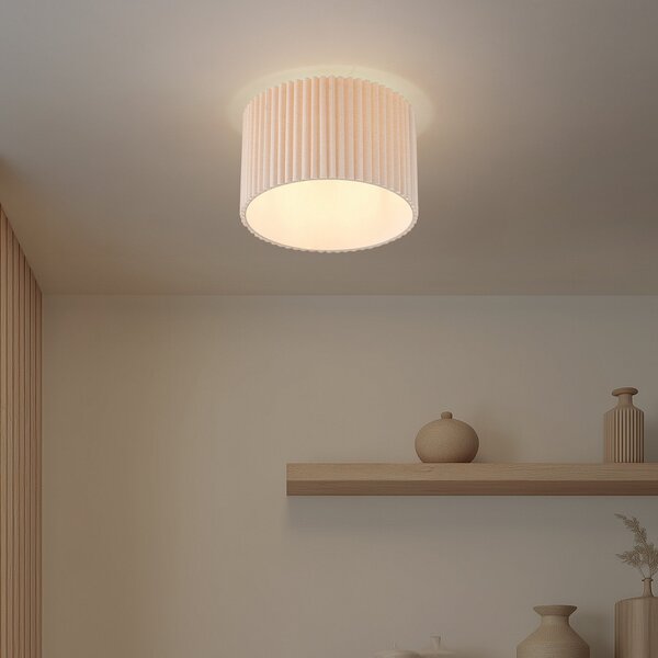 Stropní Lampa Lindby, Libbie, stmívatelné, Béžová, Obývací pokoj, Tkanina / Textil, Skandinávský