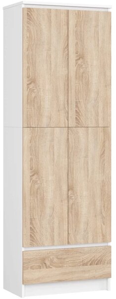 Dvoudveřová skříň se šuplíkem 60 cm VALESTRA - bílá / dub sonoma