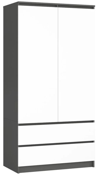 Šatní skříň se šuplíky 90 cm LOTA - šedá / bílá
