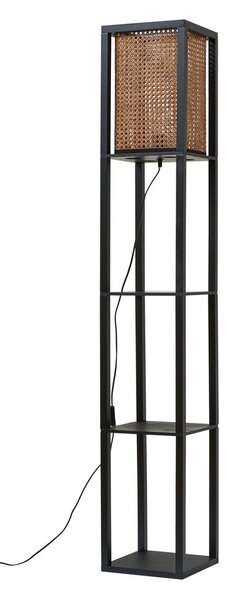 Stojací Lampa Lindby, Birta, Černá, Obývací pokoj, Dřevo, Moderní