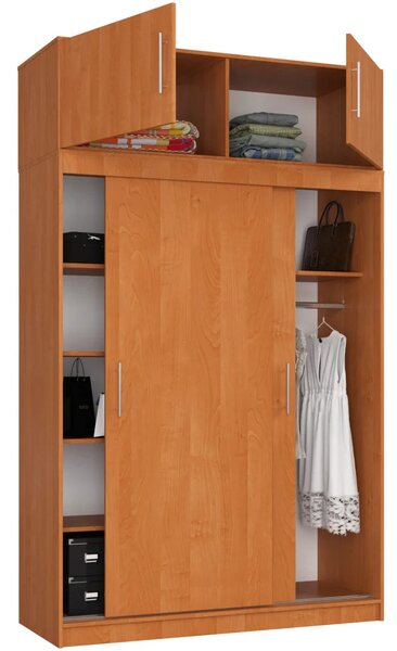 Prostorná šatní skříň 150 cm VALESTRA s nástavcem - olše