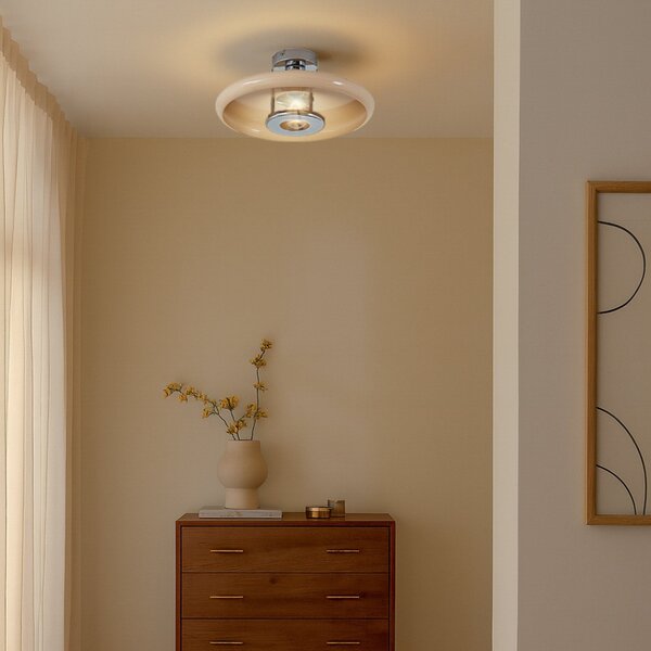 Stropní Lampa Lindby, Branford, stmívatelné, Béžová, Obývací pokoj, Kov, Vintage