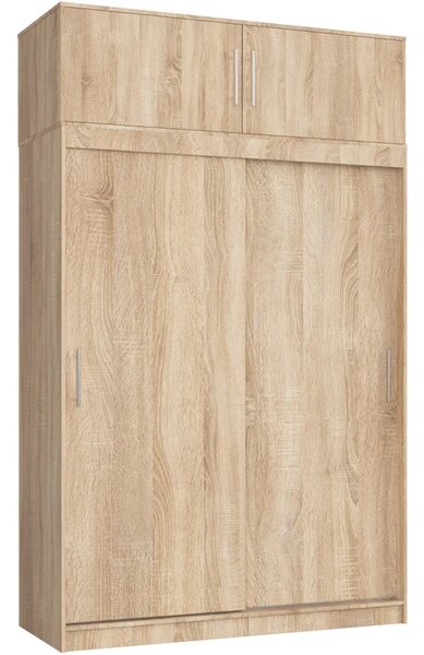 Prostorná šatní skříň 150 cm VALESTRA s nástavcem - dub sonoma
