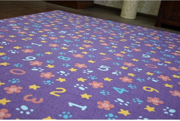 Balta Kusový dětský koberec NUMBERS fialový číslice Rozměr: 100x150 cm