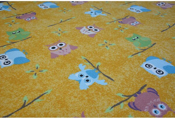 Balta Kusový dětský koberec OWLS Sovy žlutý Rozměr: 100x100 cm