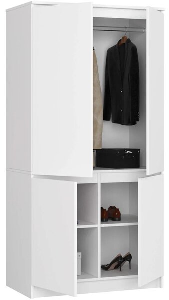 Čtyřdveřová šatní skříň 90 cm LOTA - bílá
