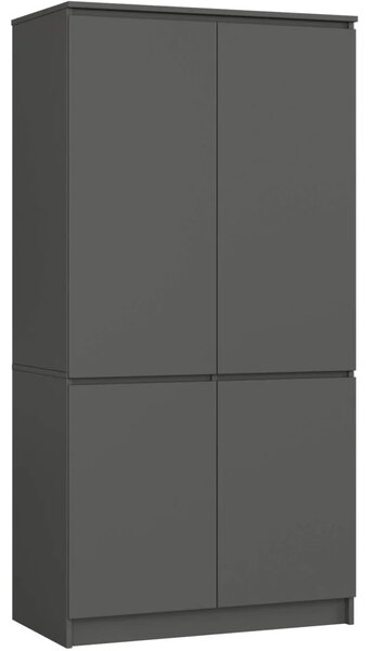 Čtyřdveřová šatní skříň 90 cm LOTA - šedá
