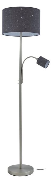 Stojací Lampa Lindby, Jaileen, Šedá, Obývací pokoj, Tkanina / Textil, Moderní
