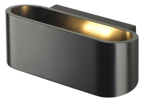 BIG WHITE SLV OSSA 150, nástěnné svítidlo, QT-DE12, oválné, up/down, černé, D/Š/V 18/8/7 cm, max. 100 W 151450