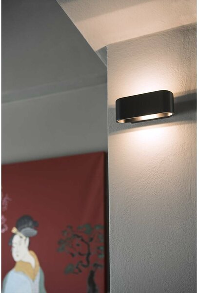 BIG WHITE SLV OSSA 150, nástěnné svítidlo, QT-DE12, oválné, up/down, černé, D/Š/V 18/8/7 cm, max. 100 W 151450