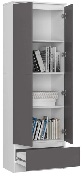 Dvoudveřová skříň se šuplíkem 60 cm VALESTRA - bílá / tmavě šedá