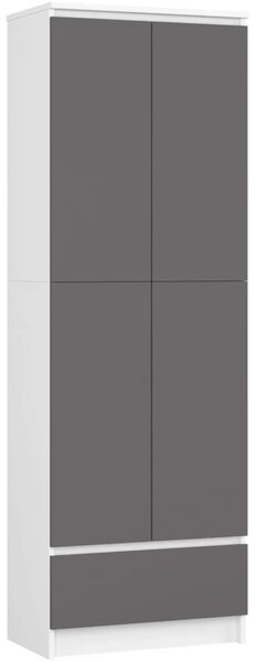 Dvoudveřová skříň se šuplíkem 60 cm VALESTRA - bílá / tmavě šedá