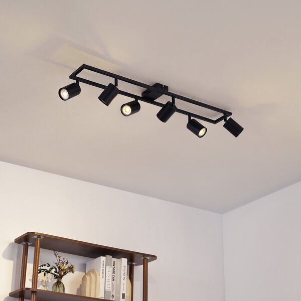 Stropní Lampa Lindby, Bravius, stmívatelné, Černá, Obývací pokoj, Kov, Moderní