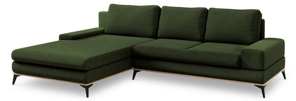 Lahvově zelená rozkládací rohová pohovka Windsor & Co Sofas Planet, levý roh