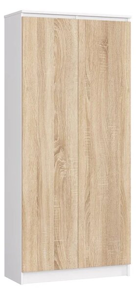 Policová skříň 80 cm VALESTRA - bílá / dub sonoma