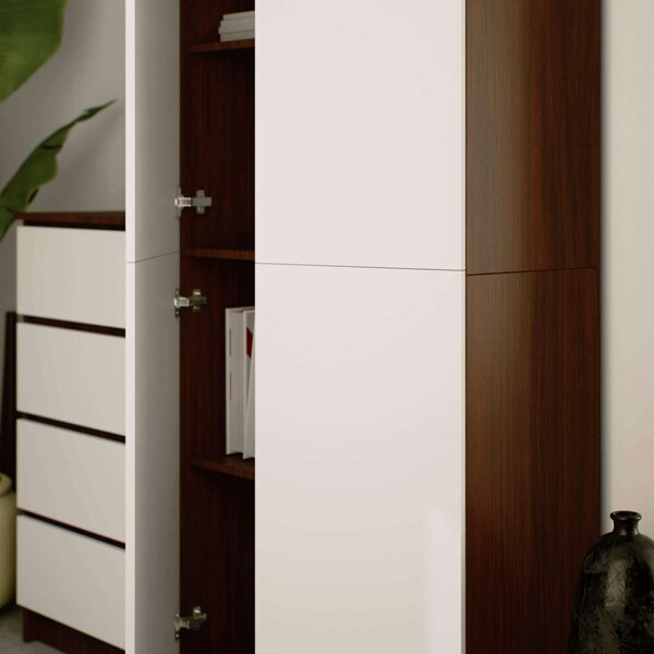 Policová skříň 80 cm VALESTRA - wenge / bílá