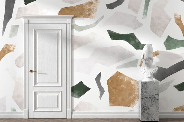 Fototapety Abstraktní texturované fragmenty v zelených a béžových odstínech, Fototapety Terazzo, w05146 : uwalls.cz