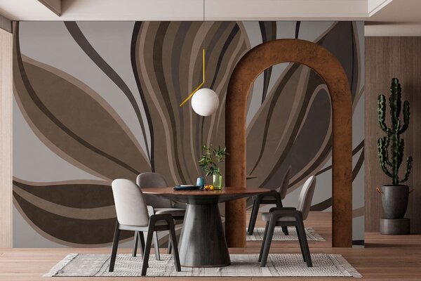 Fototapety Stylizovaná květina s ladnými liniemi v hnědých odstínech, Fototapety abstraktní, w05147 : uwalls.cz