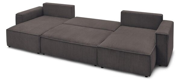 Taupe manšestrová rozkládací rohová pohovka (do "U") Nihad – Bobochic Paris