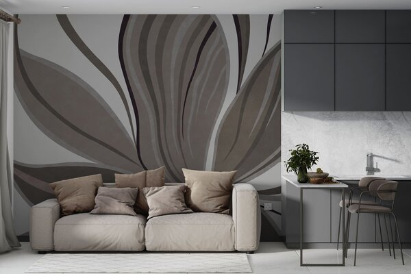 Fototapety Abstraktní květina s jemnými liniemi v šedobéžových tónech, Fototapety abstraktní, w05147v1 : uwalls.cz