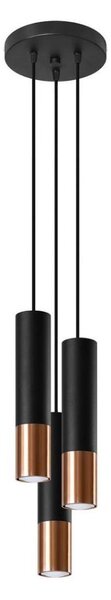 Sollux SL.0949 - Lustr na lanku LOOPEZ 3xGU10/10W/230V kulatý černá/měď