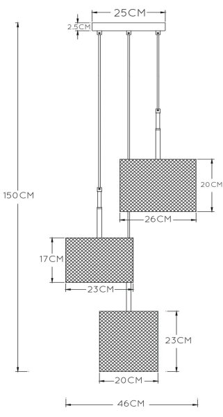 Lucide 45459/03/30 - Lustr na lanku BASKETT 3xE27/40W/230V