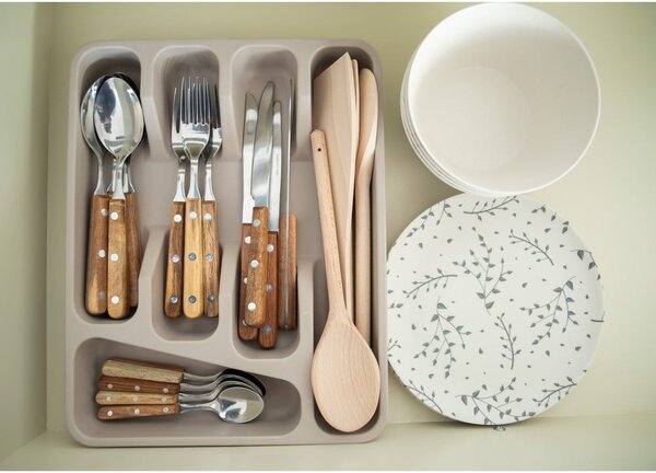 Béžový bambusový organizér na příbory Kitchen Craft Natural Elements