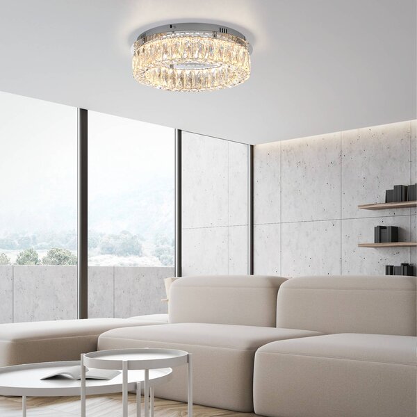 JUST LIGHT. GmbH Kulunka LED stropní svítidlo, železo, křišťálové sklo, stmívatelný, Chrom / stříbro, Obývací pokoj / jídelna, kov