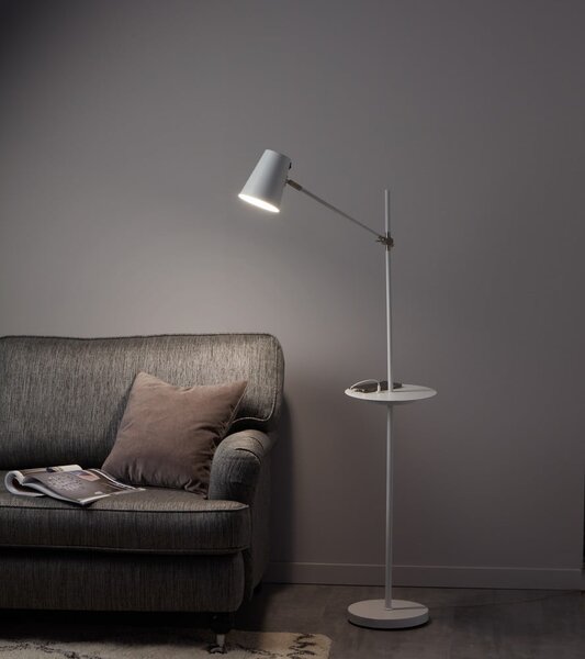 Bílá volně stojící lampa s odkládacím prostorem Markslöjd Linear